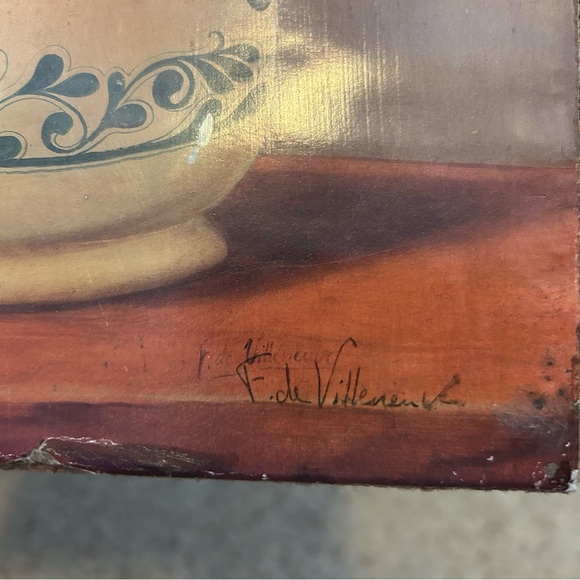 Fabrice de Villeneuve signed tryptch art on burlap stretched canvas - Picture 4 of 7